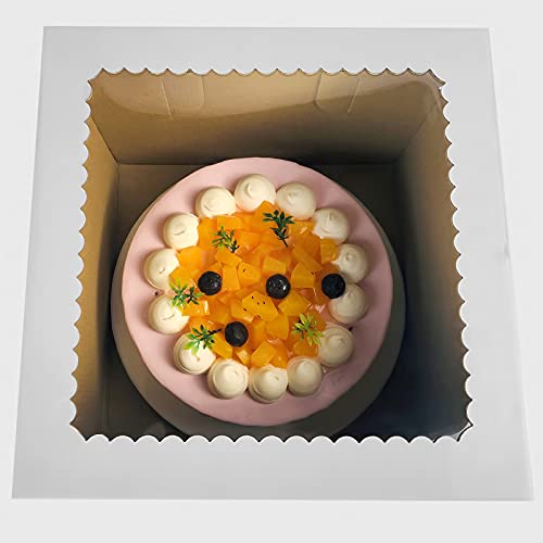 [15 יחידות]דובדבן 12 איקס 12 איקס 10 לבן עוגת קופסות עם חלון מאפיית קופסות, חד פעמי עוגת מכולות קינוח קופסות,חבילה